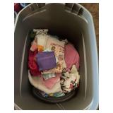 Assorted Lot of Kitchen Linens and Fabric Materials in Storage Bin