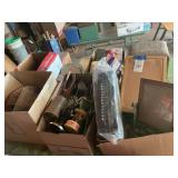 Assorted Household Goods and Decor Lot including Footvibe Pro, Singer Handheld Sewing Machines, and Storage Chest