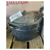 Black Enamelware Stock Pot with Lid and Side Handles