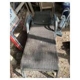 Set of Two Wicker Patio Chaise Lounges with Metal Frames