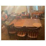 Wooden Dining Table with Matching Spindle Back Chairs