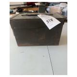 Metal Ammunition Can with .22 Caliber Ammunition and Rifle Scope