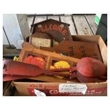 Assorted Country Folk Art Kitchen Plaques and Decorative Utensils