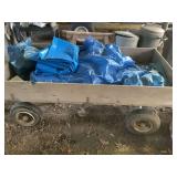 Wooden Yard Cart with Assorted Blue Tarps