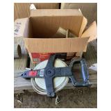Empire 100 Foot Fiberglass Measuring Tape and Box of Assorted Hardware
