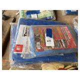 Assorted Blue Tarps Including Erickson and Harbor Freight Brands