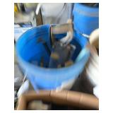 Blue Bucket Filled with Assorted Hand Tools and Hardware