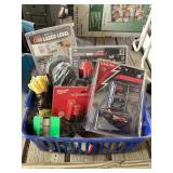 Assorted Tool and Hardware Lot with Milwaukee M12 Battery, Laser Level, and Charger