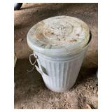 Galvanized Metal Trash Can with Lid and Wire Handles
