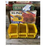 Akro-Mils Six Pack Yellow Plastic Storage Bins with Original Box