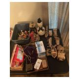 Mixed Lot of Collectibles, Wooden Models, Holiday Decor, and Household Items