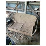 Wicker and Metal Frame Loveseat Bench