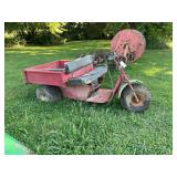 Red Motorized Three-Wheel Utility Cart with Cargo Bed
