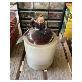 Two-Tone Glazed Stoneware Jug with Handle and Cork