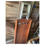 Wooden Headboard with Four Circular Cutouts and Aluminum Combination Step Ladder