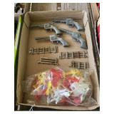 Assorted Toy Cap Guns and Plastic Figures Playset Lot