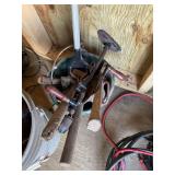 Assorted Hand Tools and Long-Handle Picker in Bucket