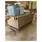 Storage Totes with Assorted Books and Holiday Decor