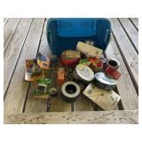 Assorted Utility and Duct Tape Lot with Storage Bin