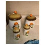 Ceramic Mushroom Cannister Set with Salt and Pepper Shakers
