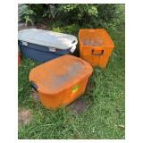 Large Lot of Glass Mason Jars in Storage Totes