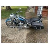 Harley-Davidson Motorcycle with Custom Blue Flame Paint and Chrome Accents