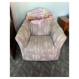 Upholstered Swivel Armchair with Patterned Fabric