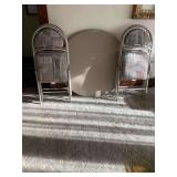 Round Folding Table and Two Padded Folding Chairs Set