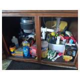 Lot of Household Cleaning Supplies and Under-Sink Organizers