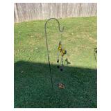 Metal Shepherd Hook with Butterfly Wind Chime