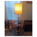 Combination Floor Lamp and Marble Top Round Accent Table with Brass Base