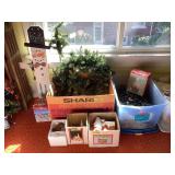 Assorted Christmas Lot including Lighted Houses, Wreath, Lights, and Decor