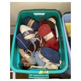 Assorted Yarn Lot in Plastic Storage Bin