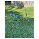 Assorted Metal and Glass Garden Stake Decor Lot