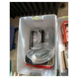 Lot of Assorted Glassware and Baking Pans in Plastic Storage Bin