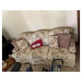 Floral Upholstered Sofa with Accent Pillows