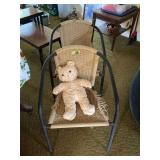 Set of Two Wicker and Metal Frame Accent Chairs