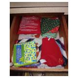 Assorted Kitchen Storage Drawers with Linens, Utensils, and Tableware