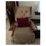 Wooden Framed Upholstered Reclining Armchair
