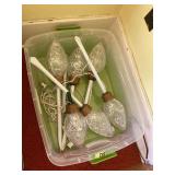 Set of Six Faceted C9 Bulb Pathway Yard Stakes with Electrical Cord