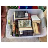 Lot of Assorted Fiction Paperbacks and Novels in Storage Tote