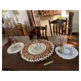 Lot of Decorative Candlestick Holders and Table Linens
