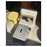Assorted Plastic Step Stools and Sitting Stools Lot of Three