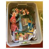 Assorted Household Goods and Craft Supplies Tote Lot