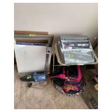 Mixed Lot Including Brother SX-4000 Electronic Typewriter, Shark Cordless Hand Vacuum, Framed Canvas, and Bags