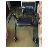 Medline Rolling Walker with Seat and Storage Basket