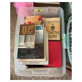 Assorted Box of Hardcover and Paperback Books in Plastic Tote