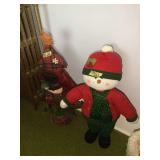 Lot of Holiday Fabric Decor Including Snowman and Christmas Tree Figures
