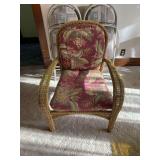 Wicker Armchair with Floral Cushions