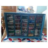 Blue Multi-Drawer Storage Cabinet with Assorted Craft Beads
